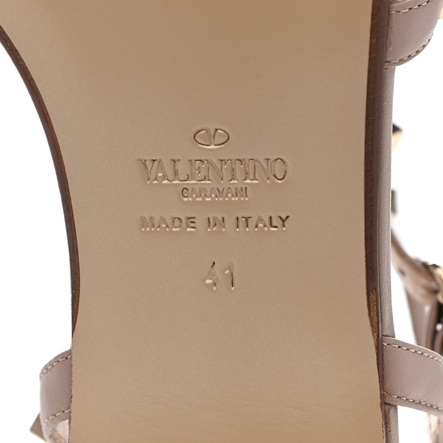 Calfskin Rockstud Gladiator Flat Sandals 41 Poudre