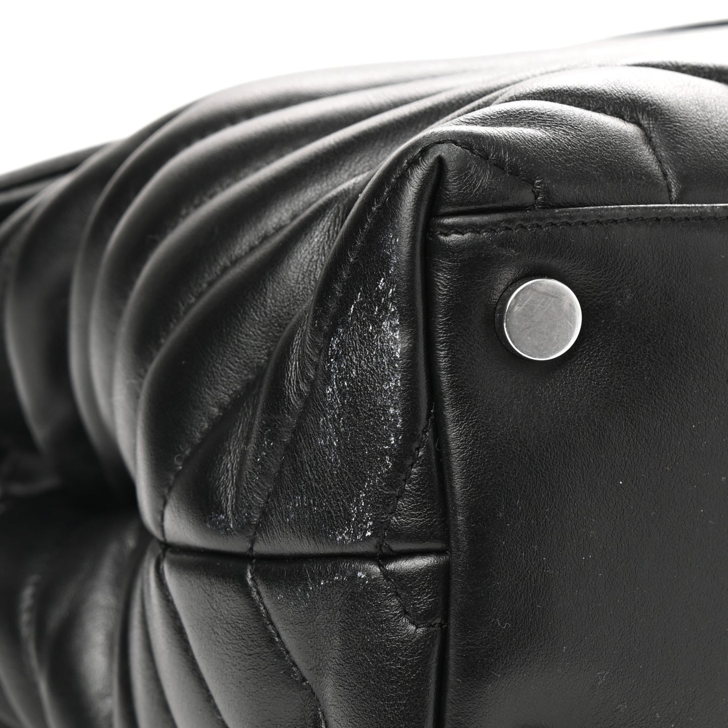 Calfskin Y Quilted Monogram Large Loulou Chain Satchel Black