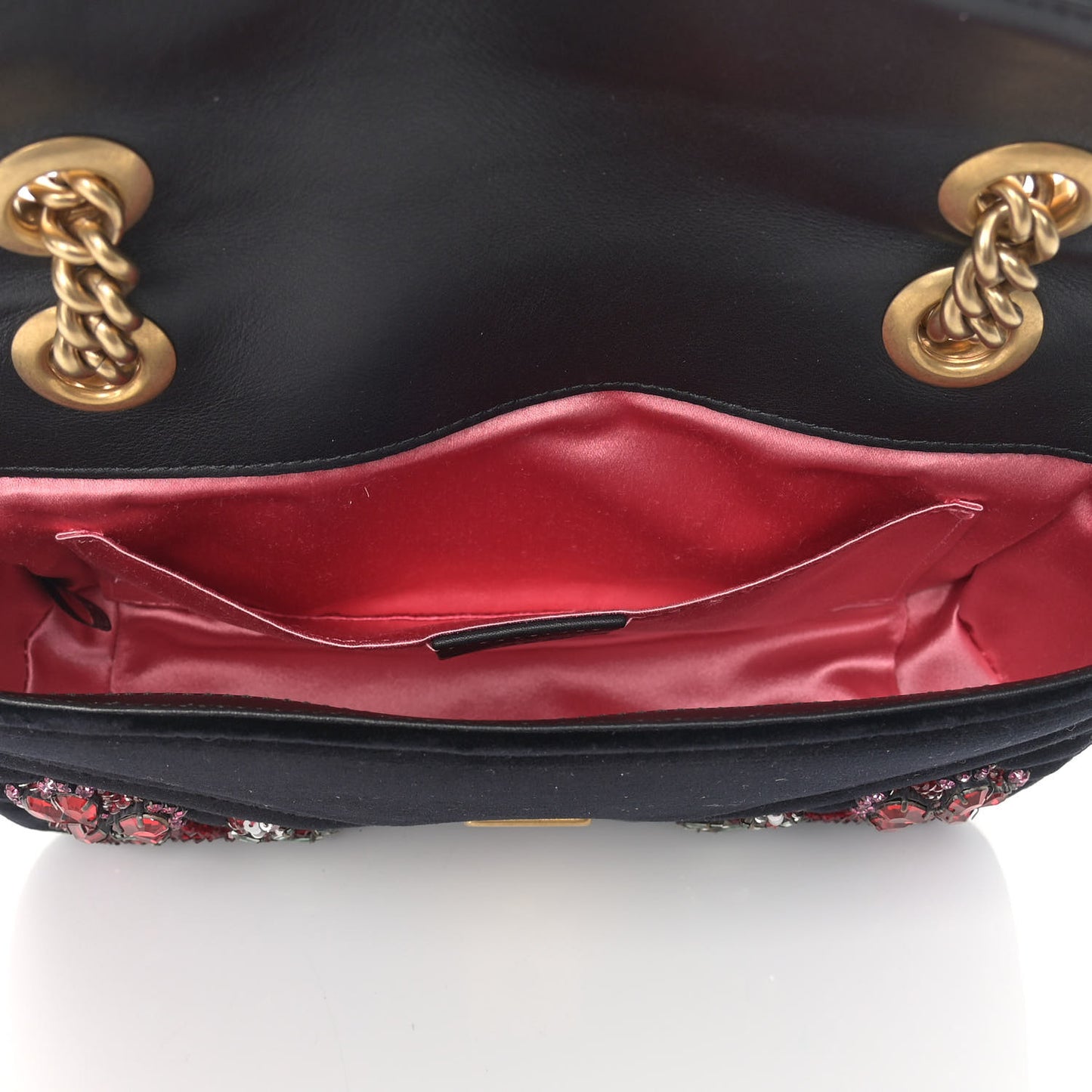 Velvet Matelasse Embroidered Mini GG Marmont Shoulder Bag Black