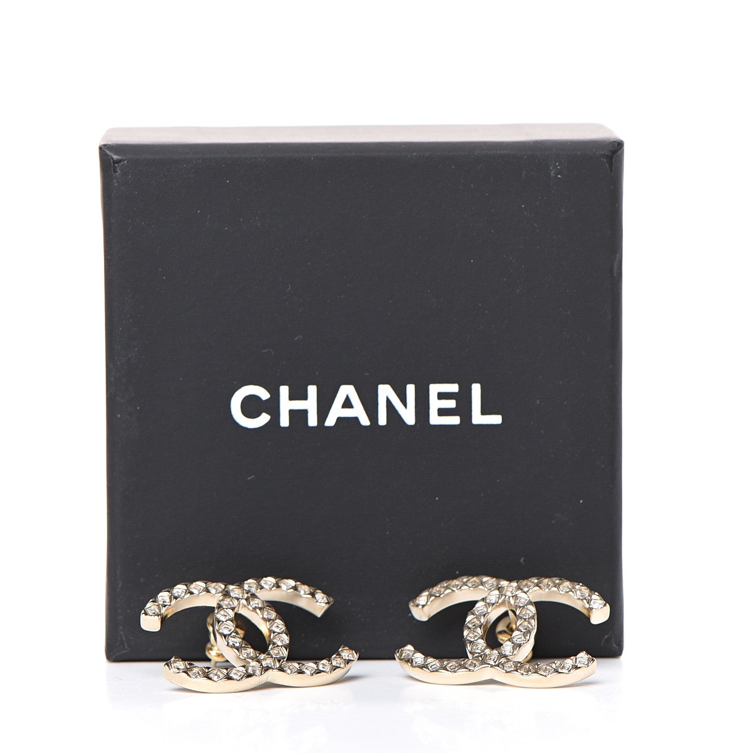 Chanel Crystal CC Large Stud Earrings Gold 5 of 5