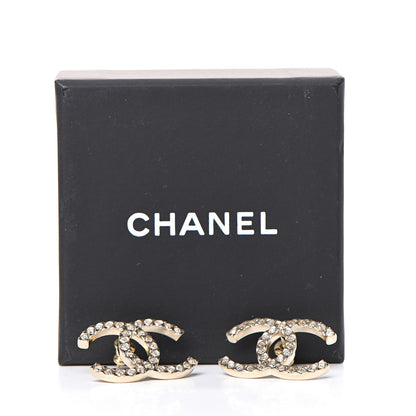 Chanel Crystal CC Large Stud Earrings Gold 5 of 5
