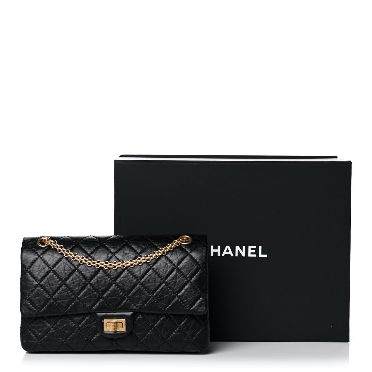 Aged Calfskin Quilted 2.55 Reissue 227 Flap Black