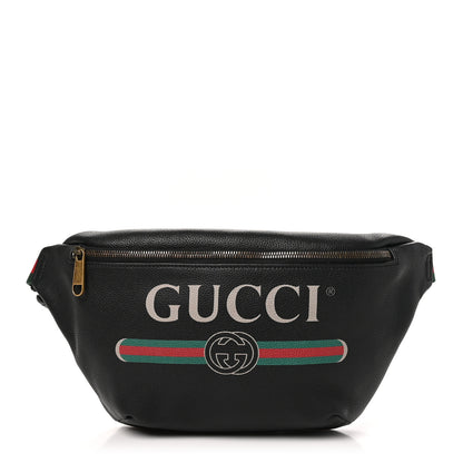 Gucci Grained Calfskin Logo Belt Bag Black 1 of 10