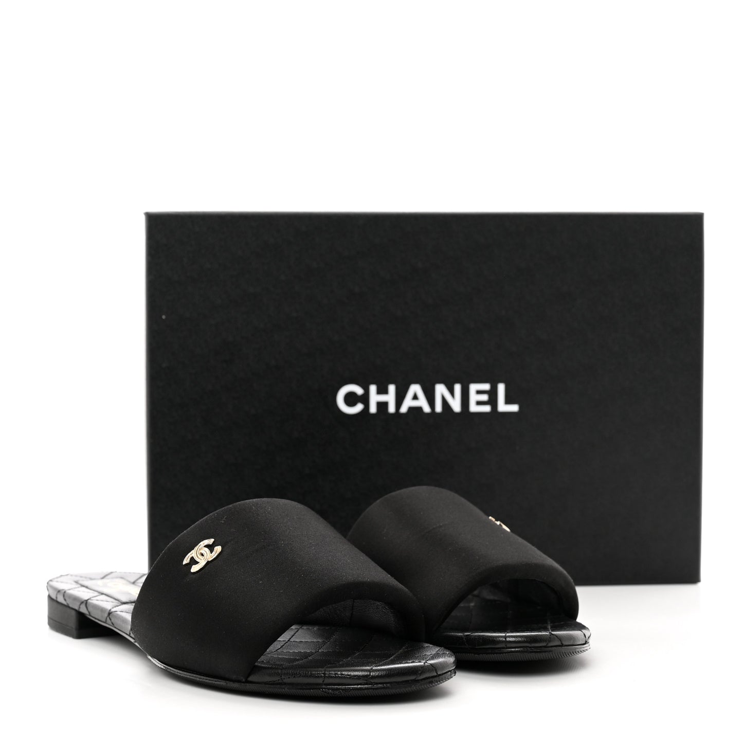 Satin Mule Sandals 41 Black