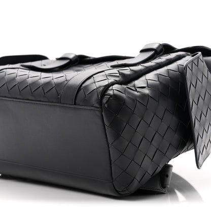 Bottega Veneta Canvas Calfskin Intrecciato Sassolungo Backpack Dark Blue 9 of 9
