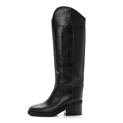 Jimmy Choo Calfskin Tonya 70 Knee High Boots 38 Black 1 of 8