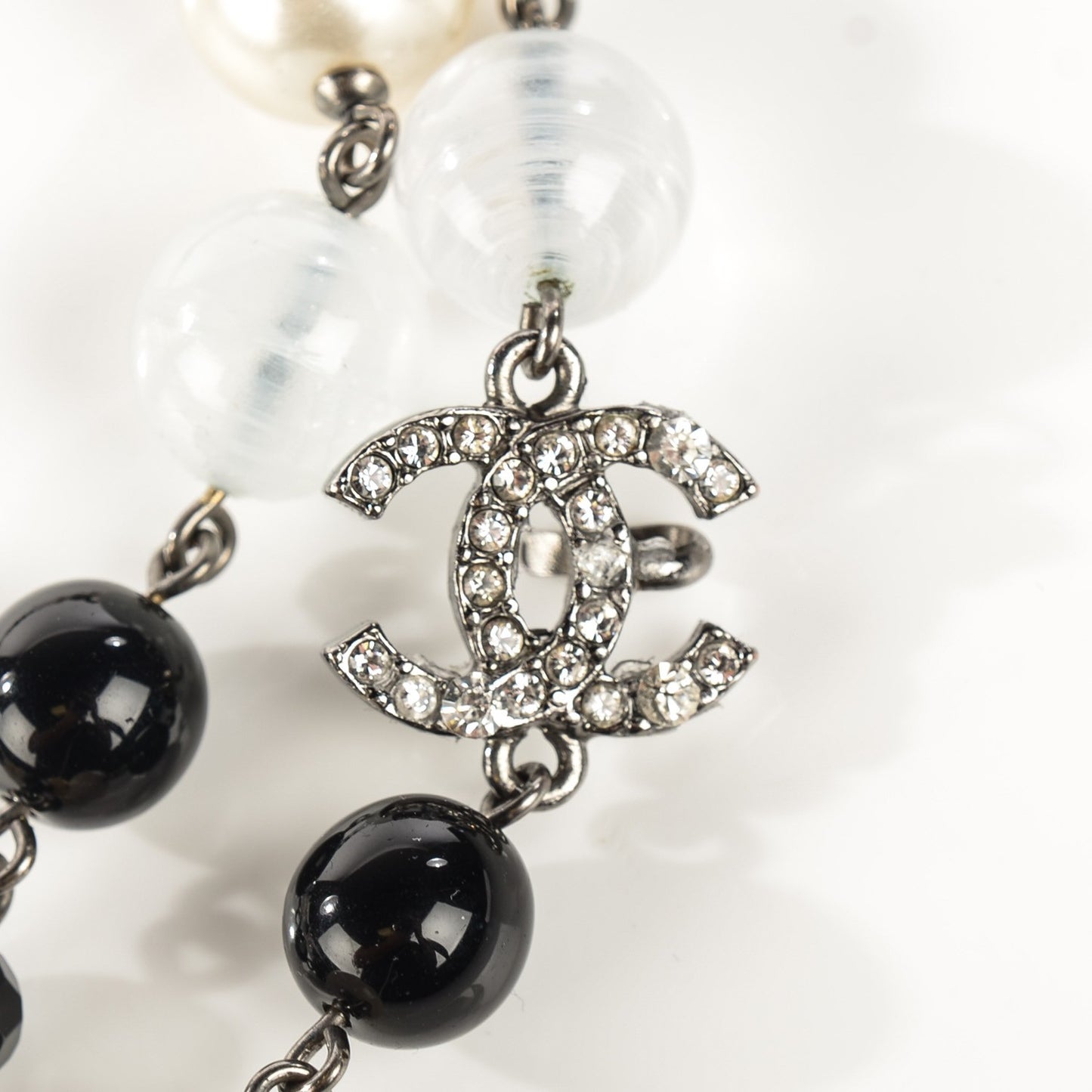 Pearl Crystal CC Beaded Long Necklace