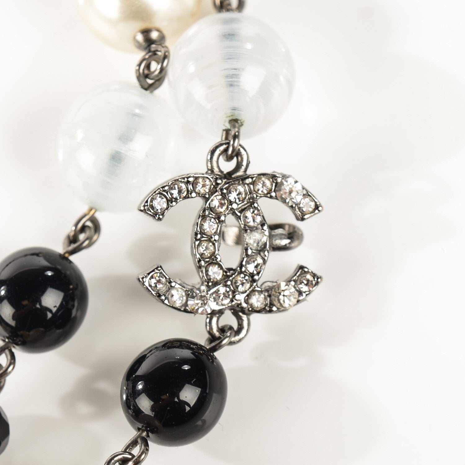 Chanel Pearl Crystal CC Beaded Long Necklace 4 of 6