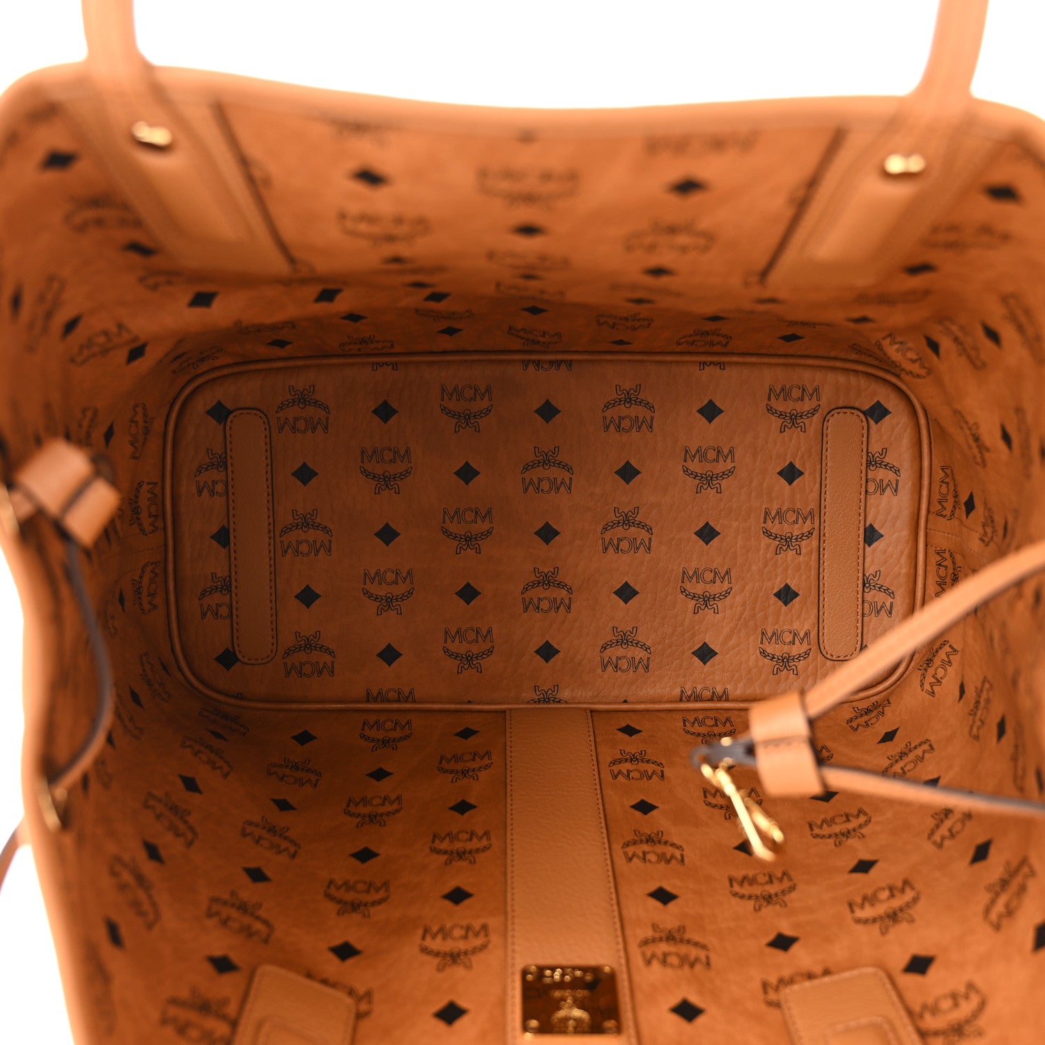 MCM Visetos Medium Liz Reversible Shopper Tote Cognac 11 of 17