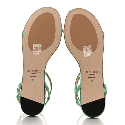 Jimmy Choo Nappa Patent Alodie Flat Sandals 39 Miami Mint 7 of 12