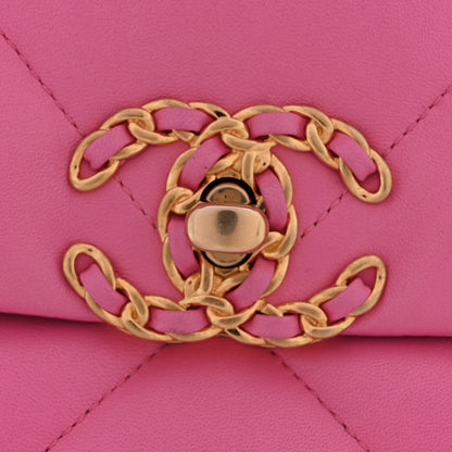 Chanel Lambskin Quilted Large Chanel 19 Flap Neon Pink 11 of 13
