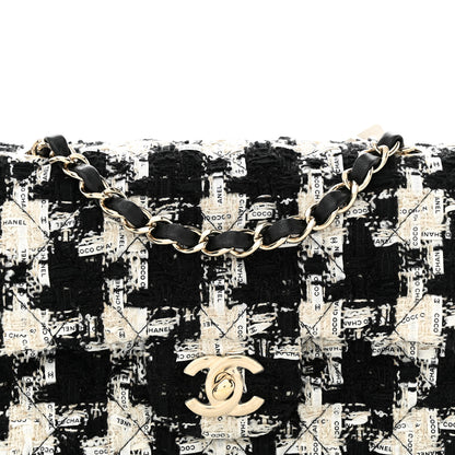 Chanel Tweed Quilted Mini Rectangular Flap Black Ecru White 7 of 10
