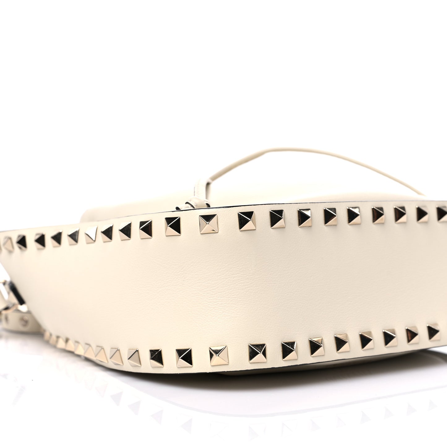 Calfskin Rockstud Bucket Bag Ivory