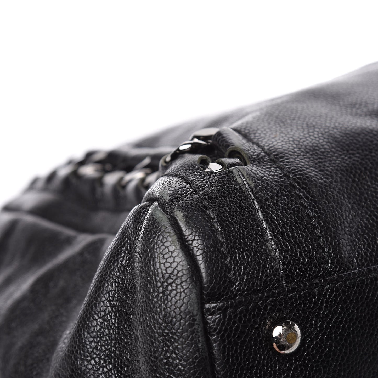 Glazed Calfskin Large Modern Chain Tote Black