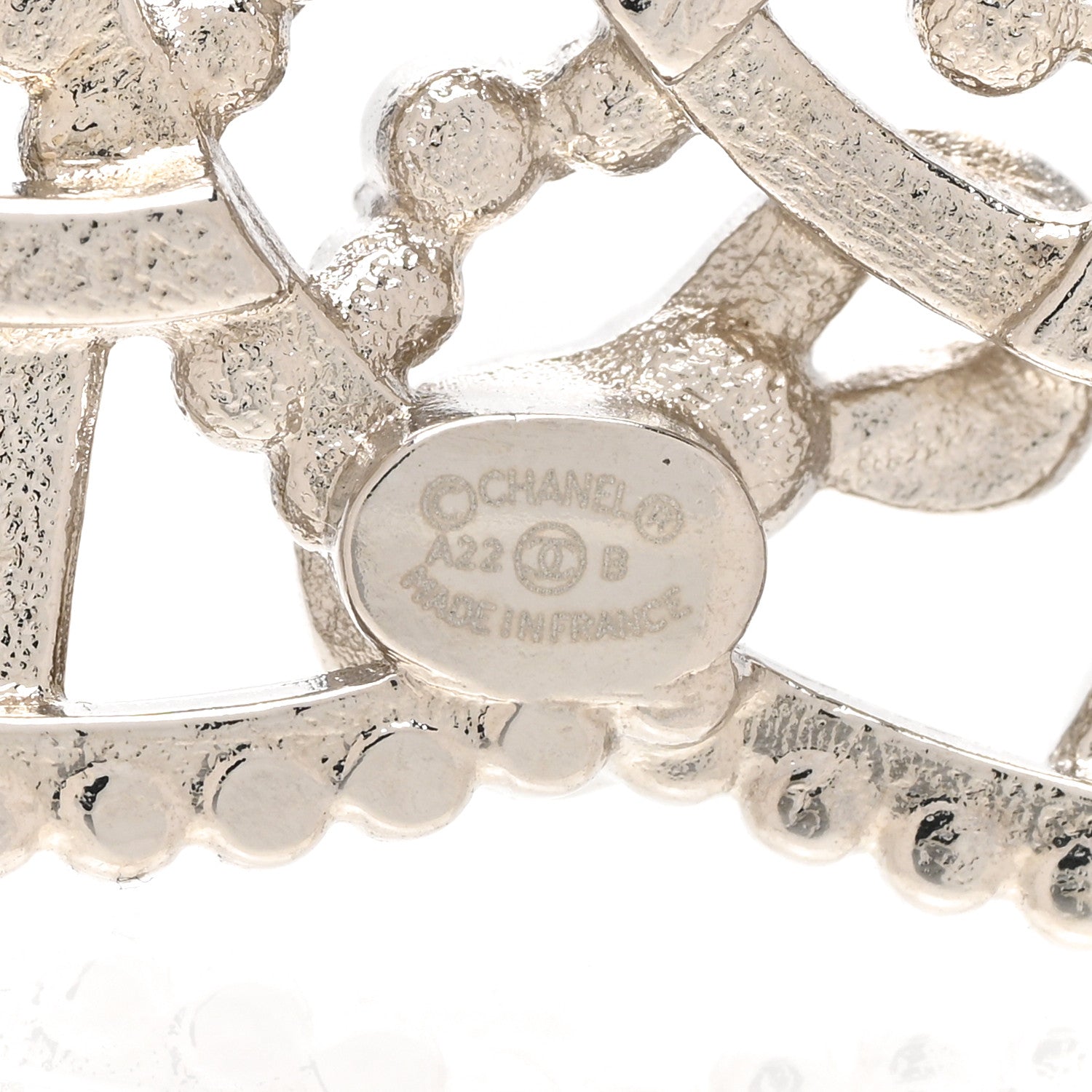 Chanel Metal Crystal CC Bow Coco Logo Brooch Silver 4 of 5