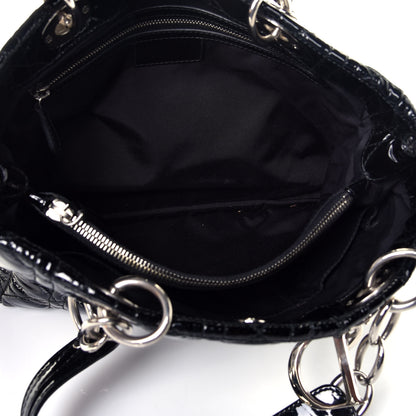 Christian Dior Patent Cannage Small Dior Soft Shopping Tote Black 5 of 8
