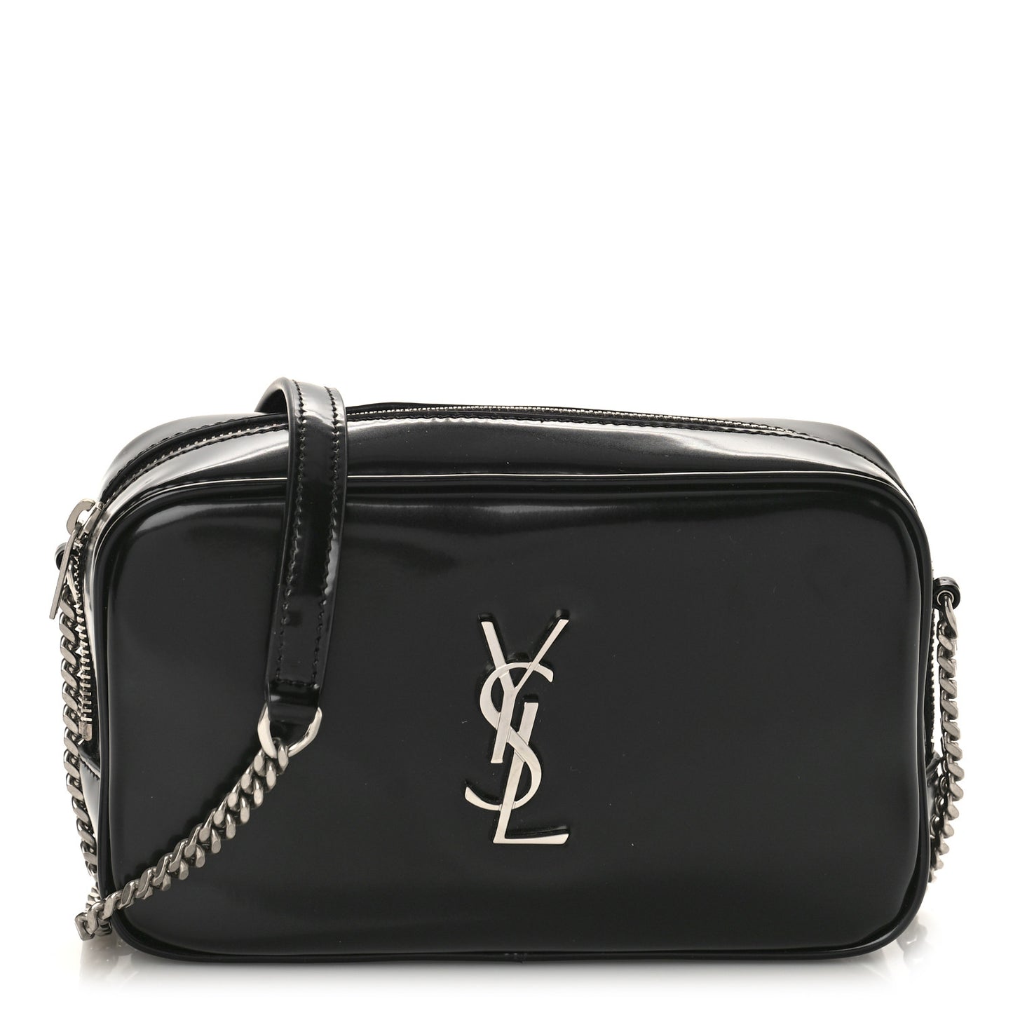 Shiny Calfskin Monogram Mini Lou Camera Bag Black
