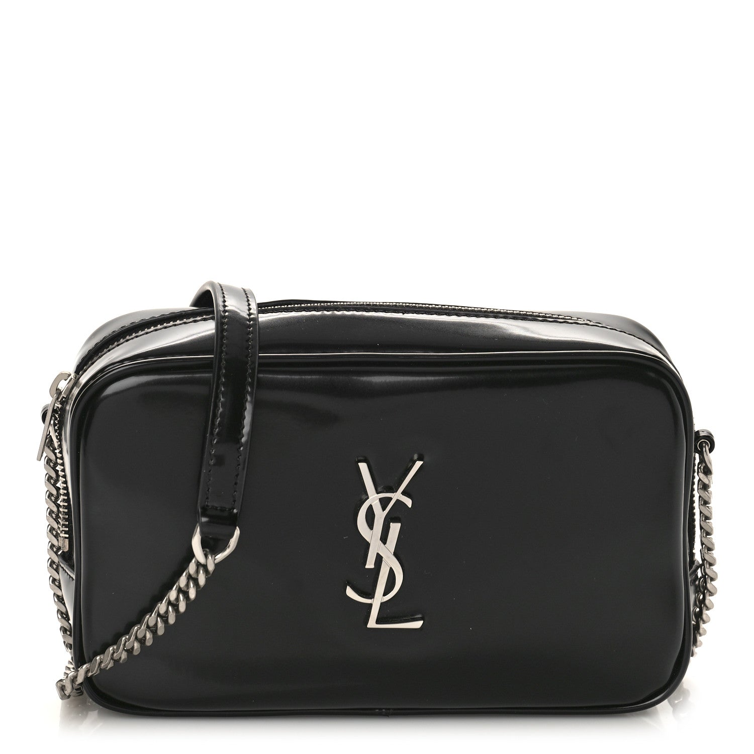 Saint Laurent Shiny Calfskin Monogram Mini Lou Camera Bag Black 1 of 8