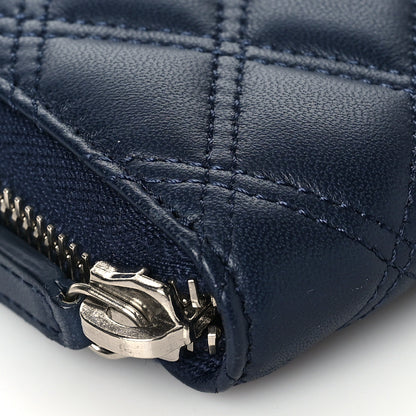 Chanel Lambskin Quilted Zip Around Coin Purse Wallet Blue 8 of 9