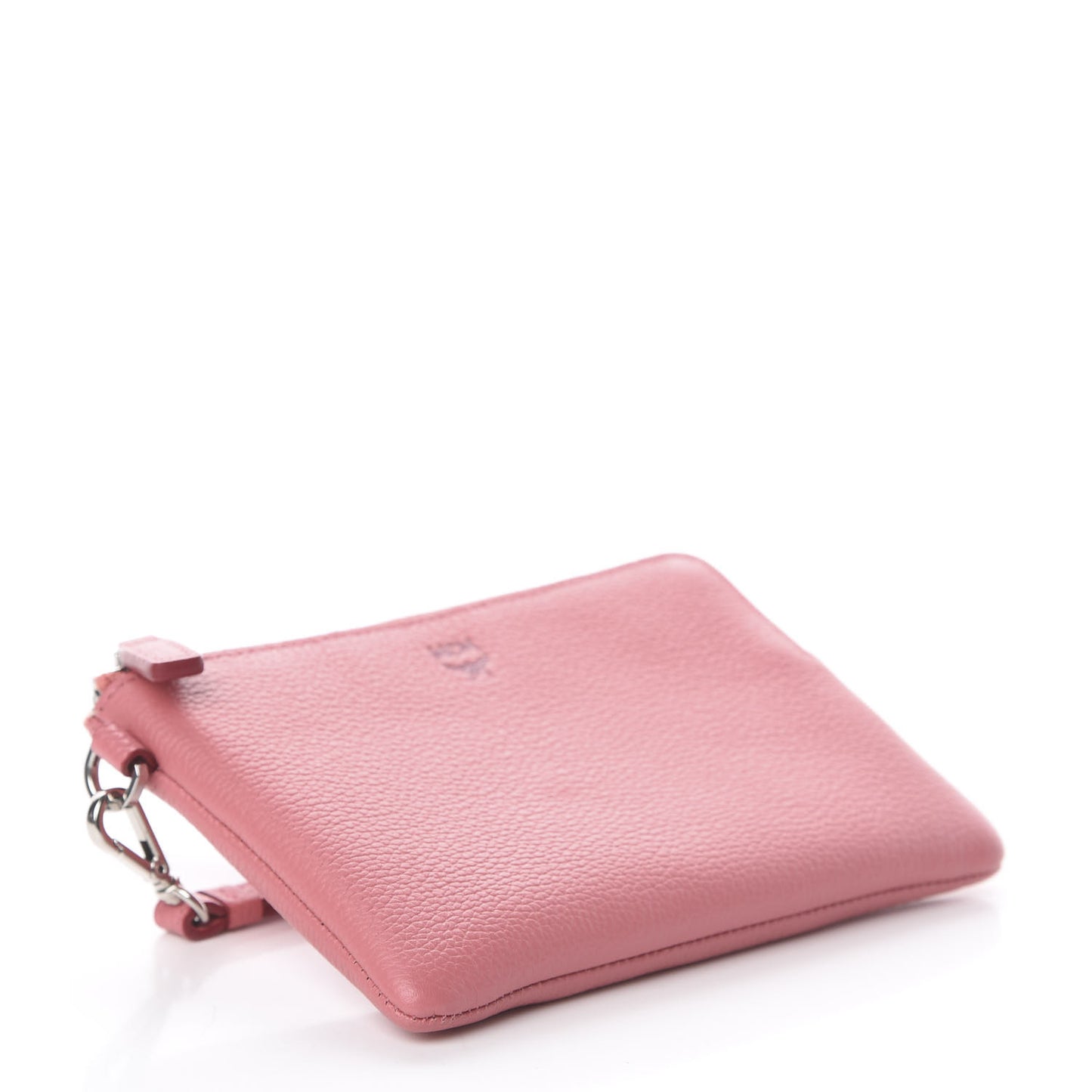 Grained Calfskin Milla Wristlet Pouch Pink