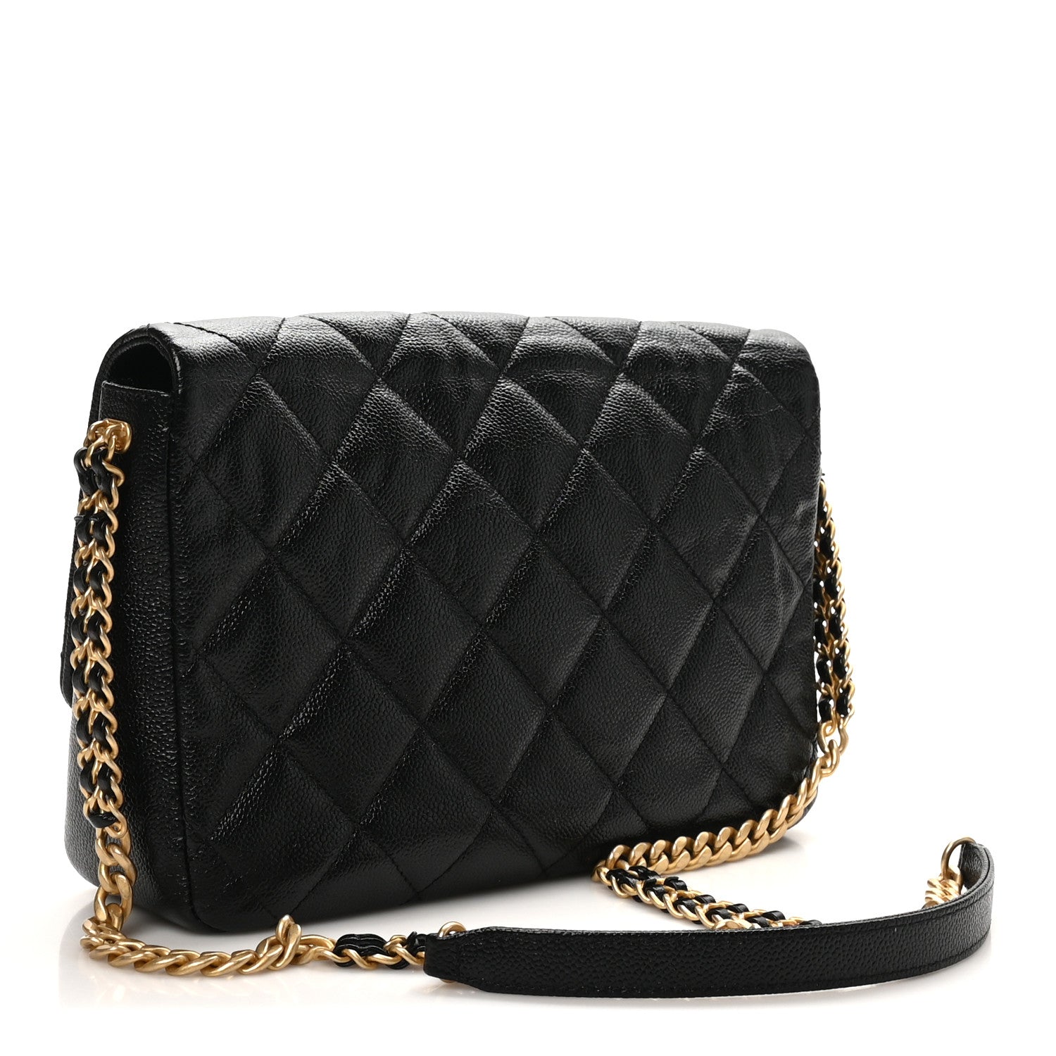 Chanel Shiny Caviar Quilted Large Chain Melody Flap Black 6 of 19