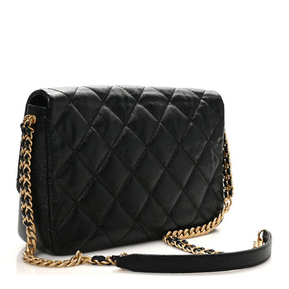 Chanel Shiny Caviar Quilted Large Chain Melody Flap Black 6 of 19