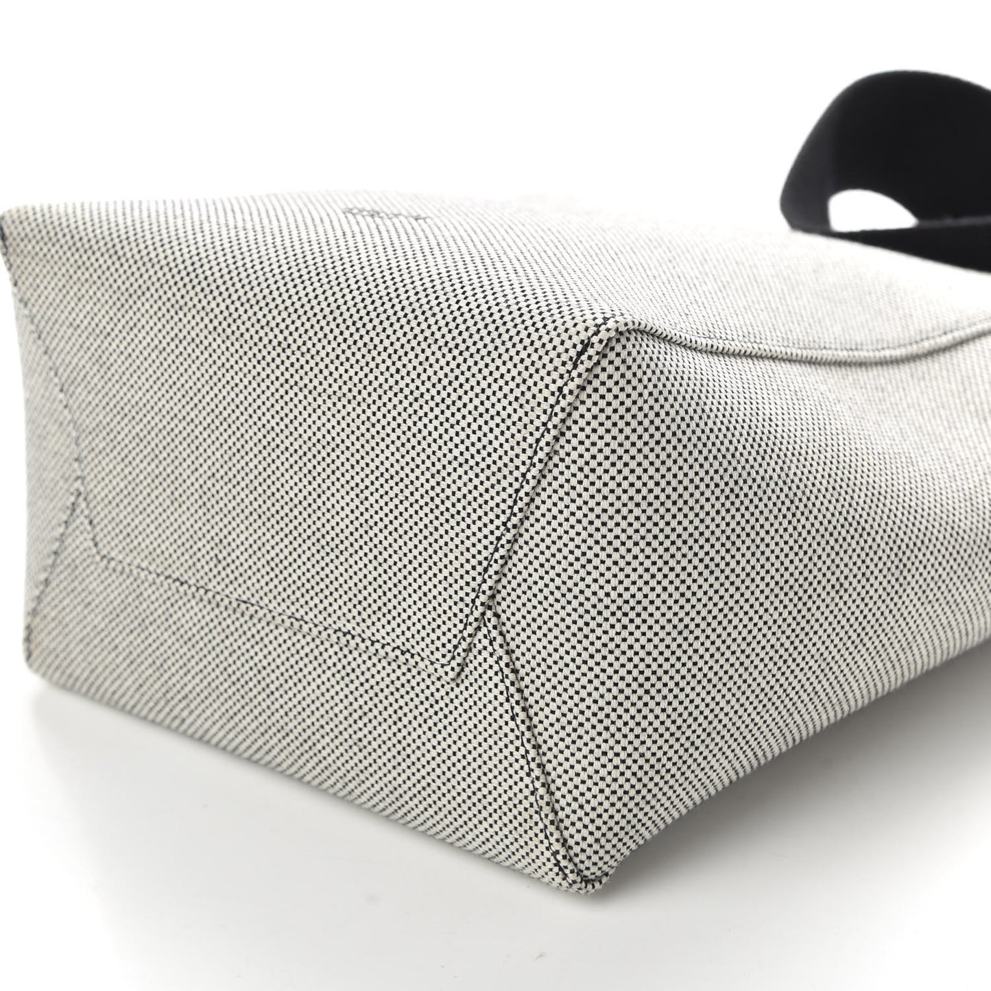 Textured Canvas Small Sangle Bucket Bag Black White