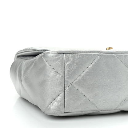 Chanel Metallic Goatskin Quilted Large Chanel 19 Flap Silver 9 of 11