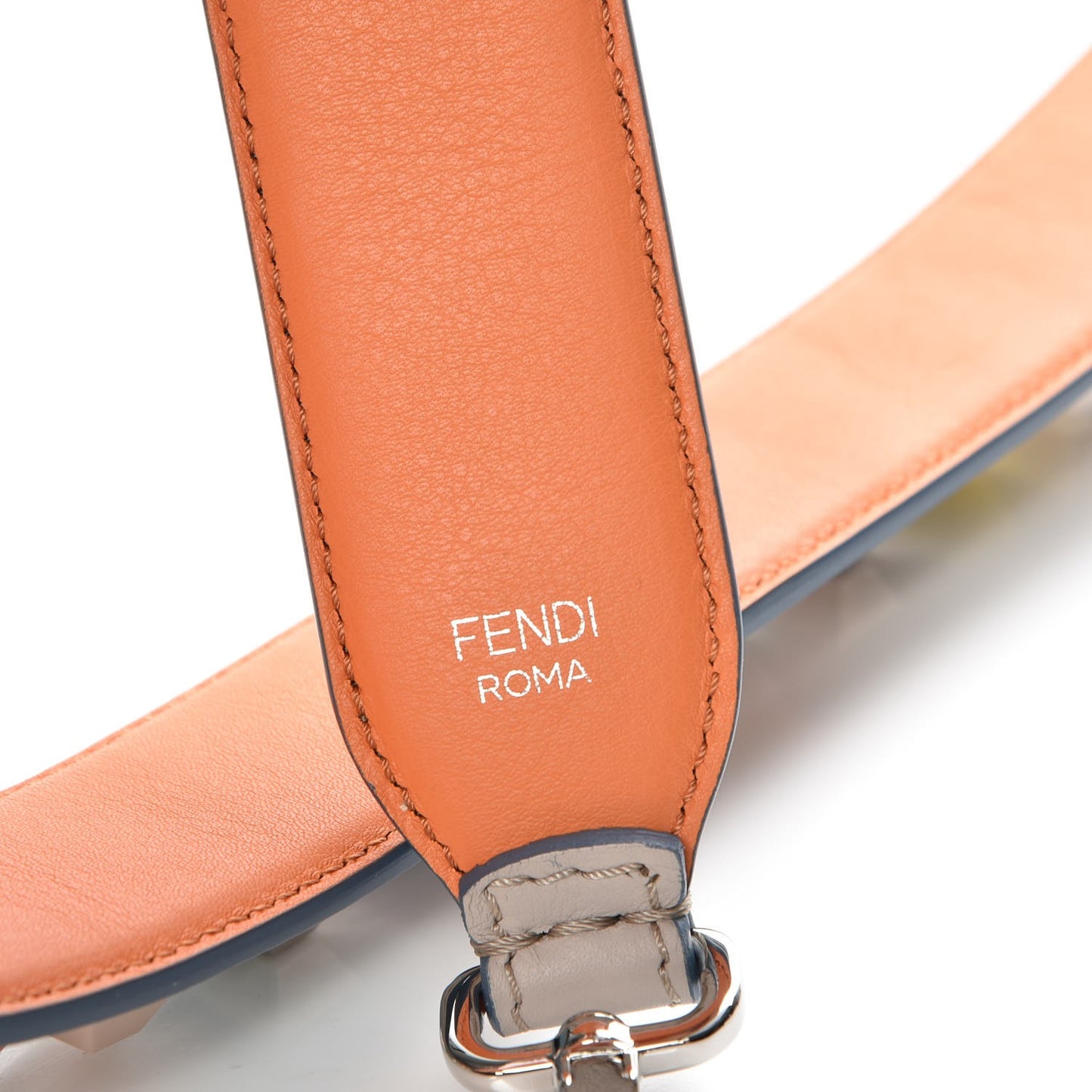 Vitello Dolce Plexiglass Bi-Color Studded Strap You Grigio Polvere Arancio Multicolor