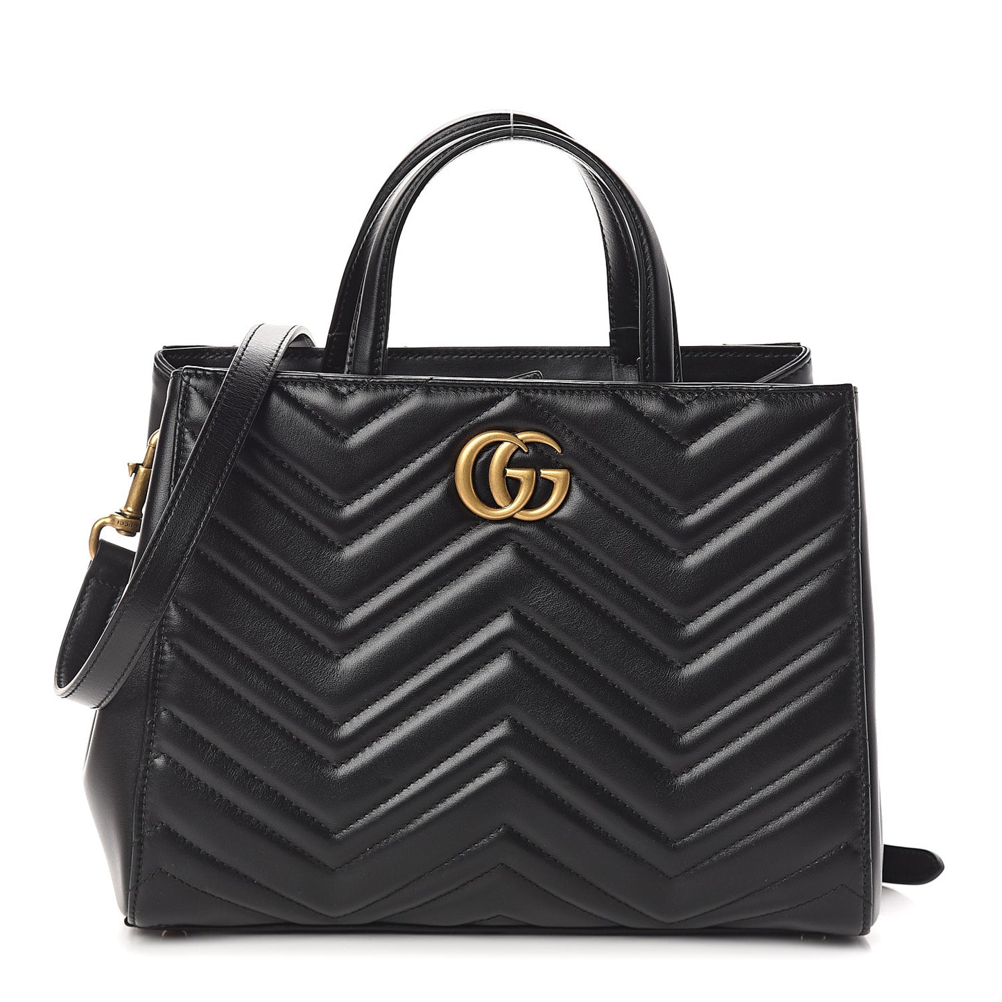 Calfskin Matelasse Small GG Marmont Tote Black