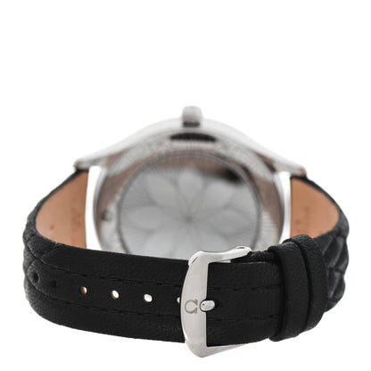 Omega Stainless Steel Calfskin Diamond Bezel 39mm De Ville Trésor Quartz Watch Black 	428.17.39.60.01.001 3 of 5