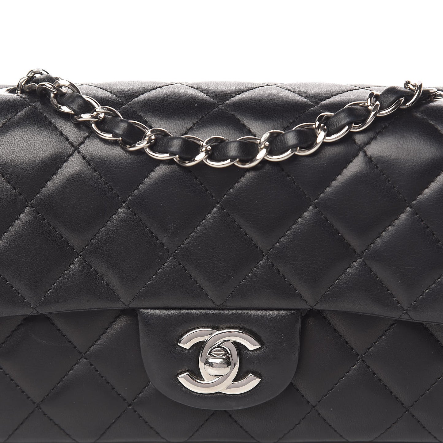 Lambskin Quilted Mini Rectangular Flap Black