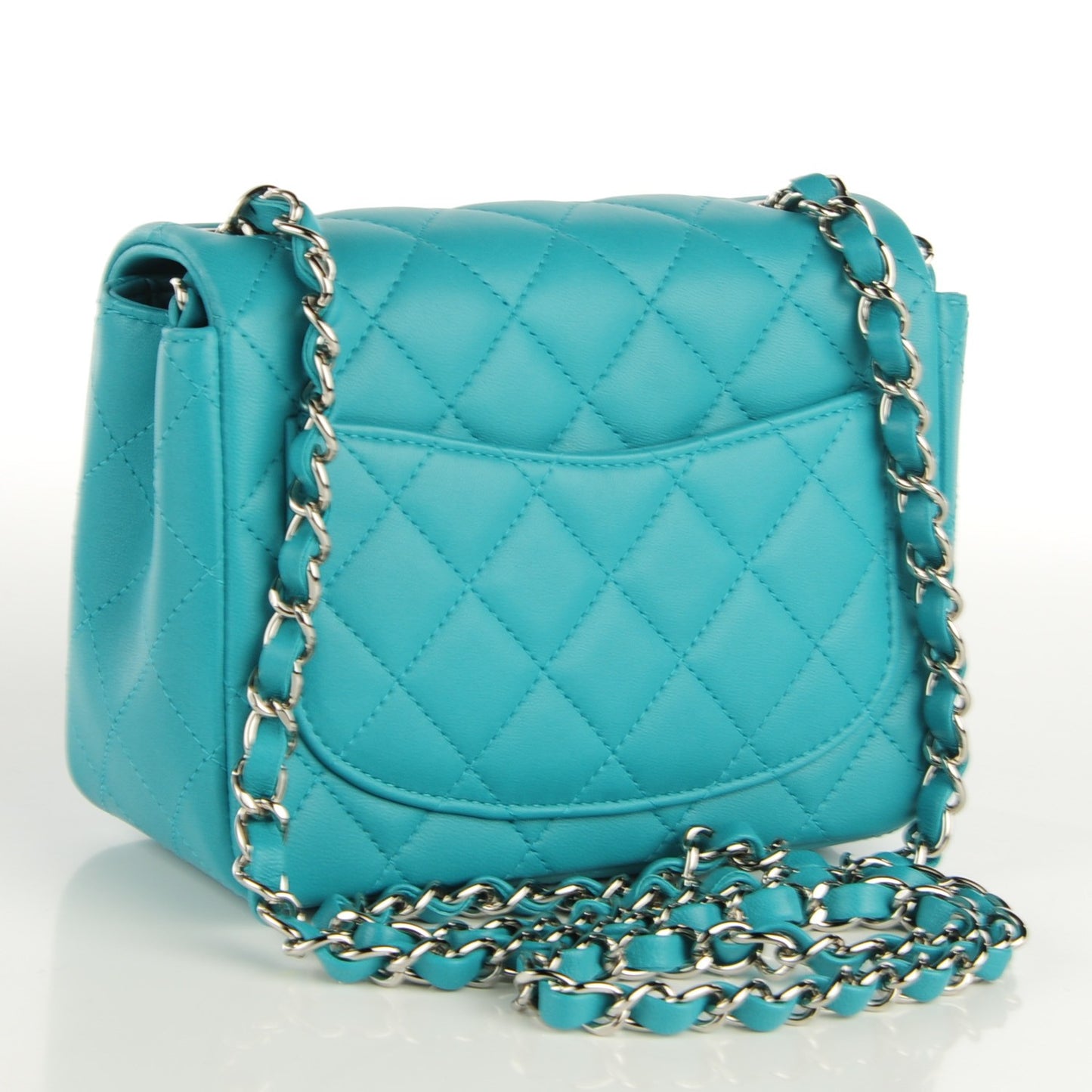 Lambskin Quilted Mini Square Flap Turquoise