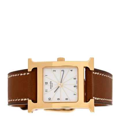 Hermes Stainless Steel Barenia 21mm Heure H Hour Quartz Watch Fauve 2 of 5
