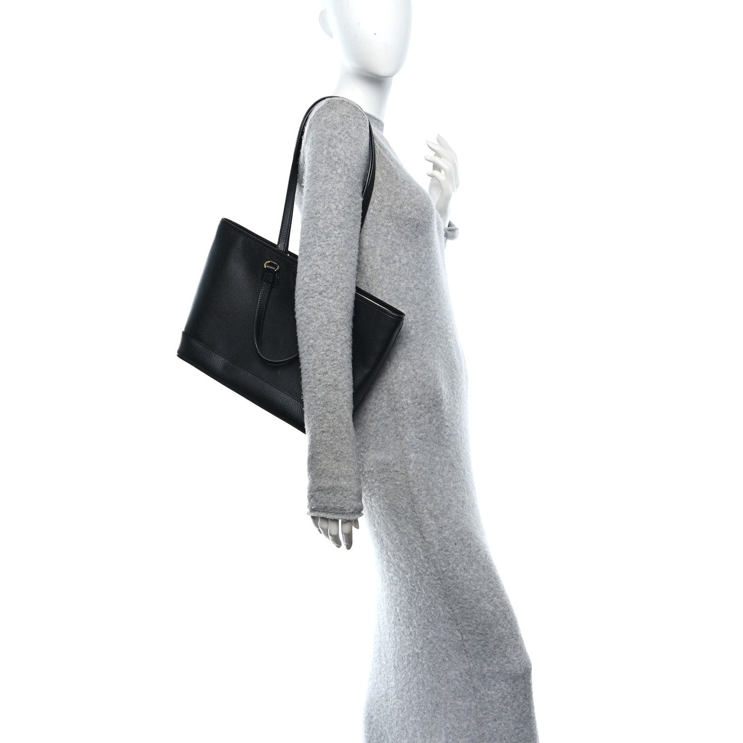 Gucci Textured Dollar Calfskin Small Ophidia Shoulder Tote Bag Black 2 of 10