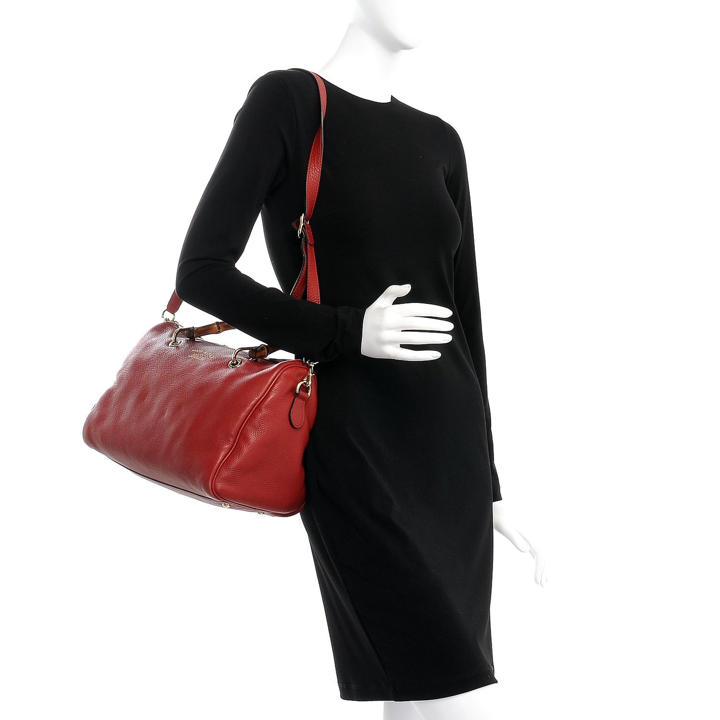 Calfskin Bamboo Medium Shopper Boston Red