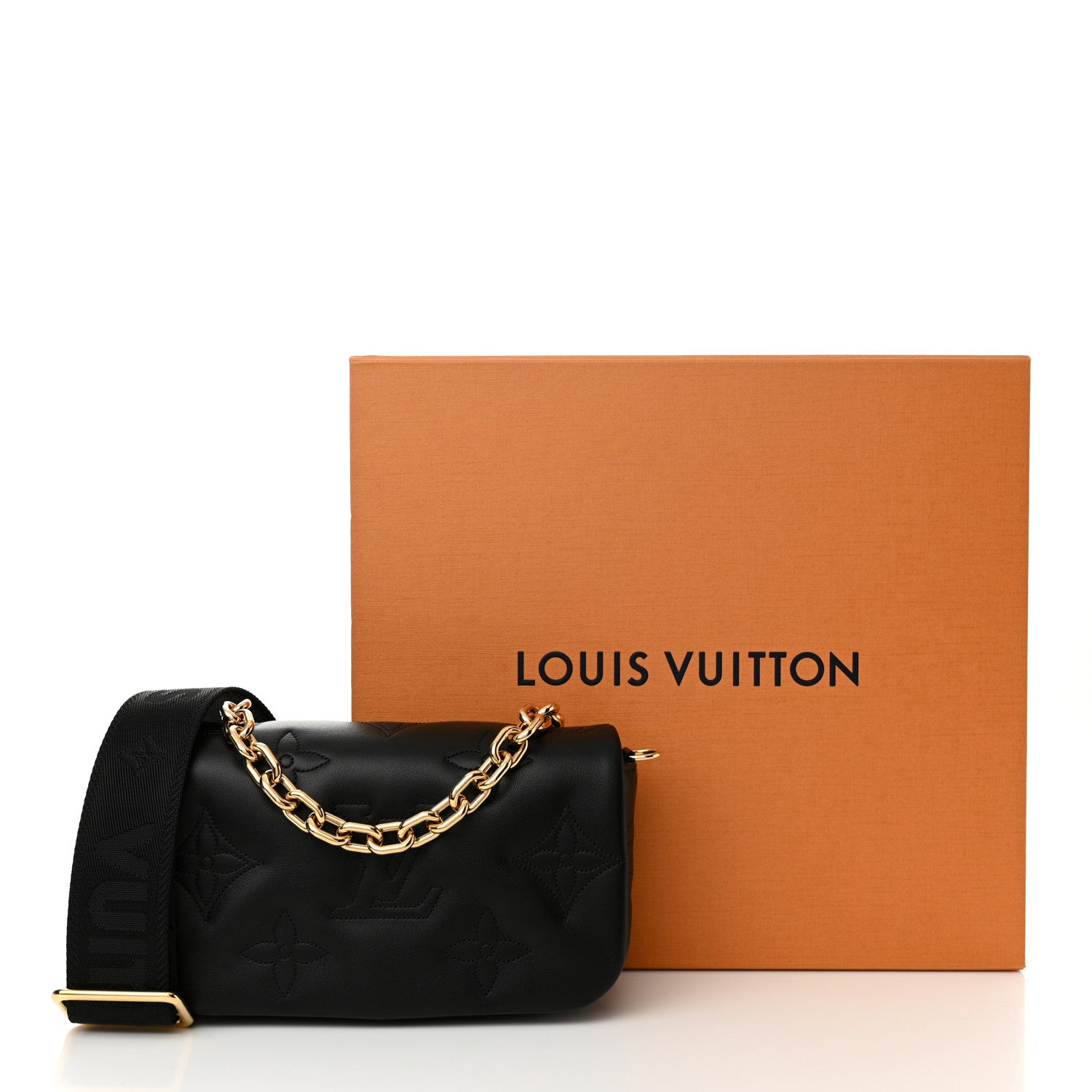 Louis Vuitton Calfskin Bubblegram Wallet On Strap Black 11 of 11