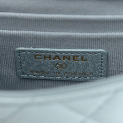 Chanel Lambskin Quilted Top Handle Flap Clutch With Chain Light Blue 5 of 10