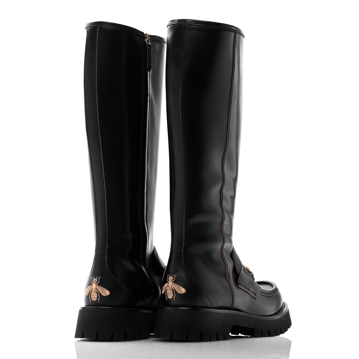 Gucci Cordovan Lux Harald Horsebit Knee High Boots 40 Black 4 of 9