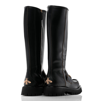 Gucci Cordovan Lux Harald Horsebit Knee High Boots 40 Black 4 of 9