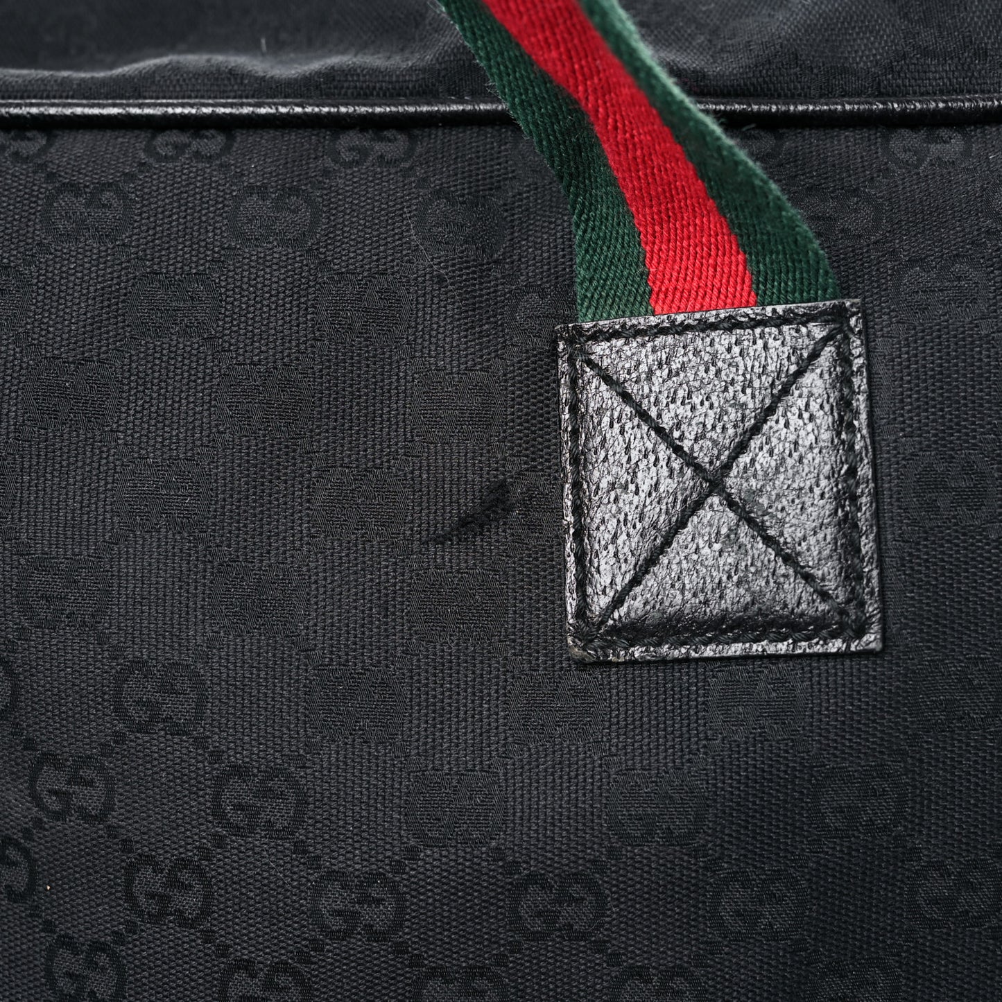 GG Monogram Web Large Collapsible Carry On Duffle Bag Black