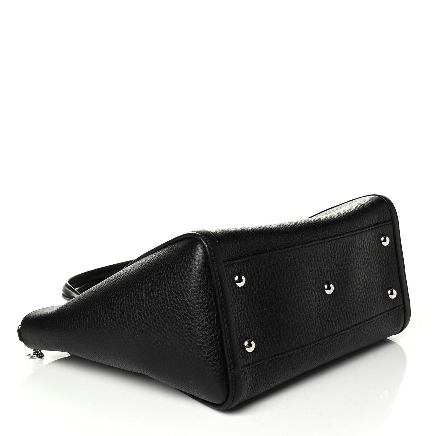 Pebbled Calfskin Small Soho Top Handle Bag Black