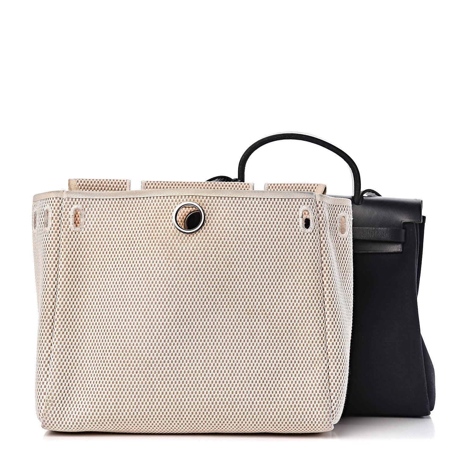 Hermes Toile Vache Calfskin Herbag 30 PM Black Natural 3 of 30