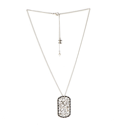 Chanel Lambskin Pearl Strass Sergeant Chain Dog Tag Charm Necklace Gold 2 of 4