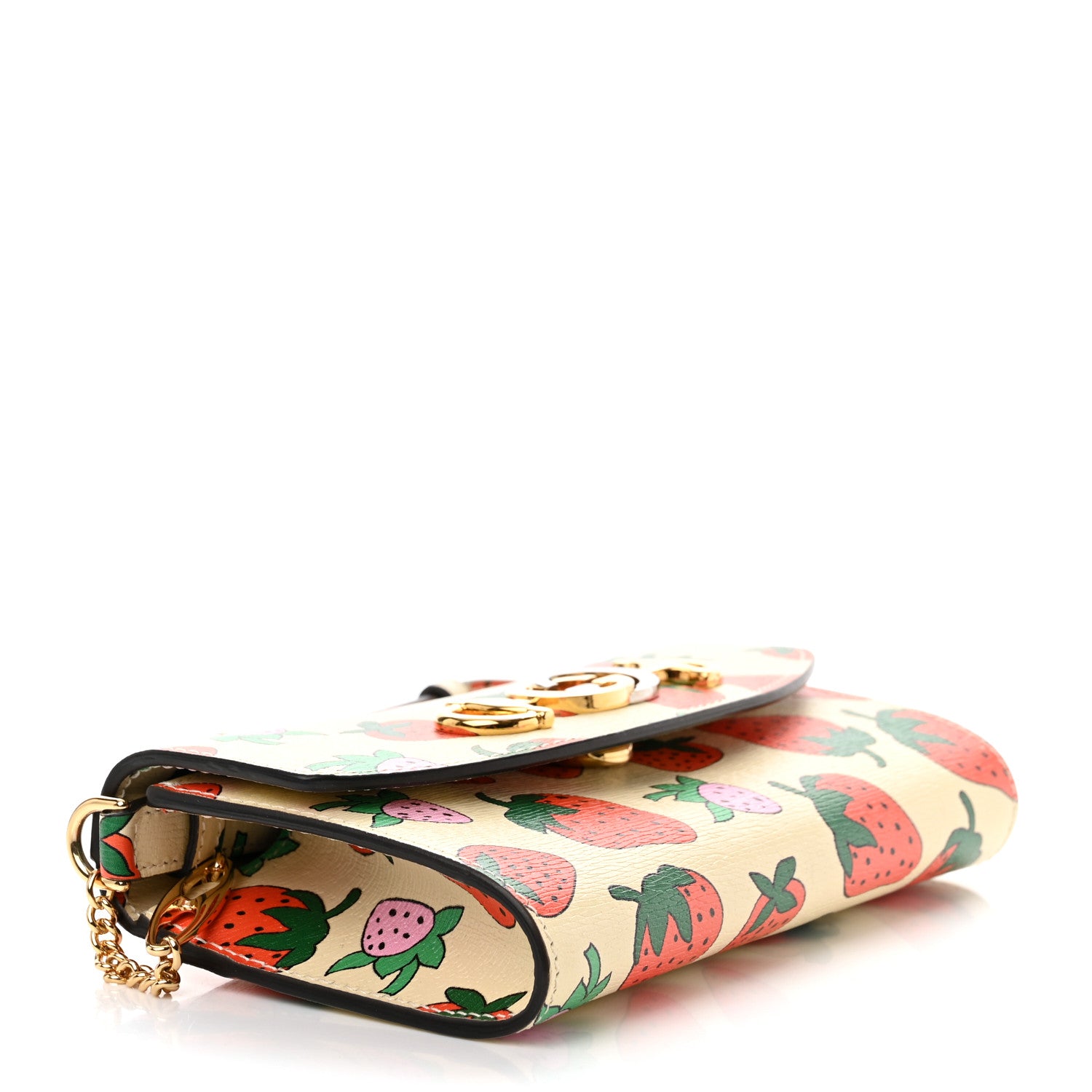 Gucci Calfskin Strawberry Print Mini Zumi Shoulder Bag Ivory Red 4 of 12