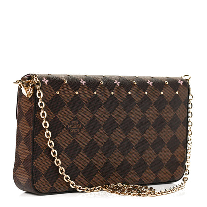 Louis Vuitton Damier Ebene Studded Pochette Felicie Chain Wallet 4 of 11