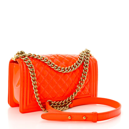 Chanel Patent Quilted Medium Boy Flap Orange 2 of 10
