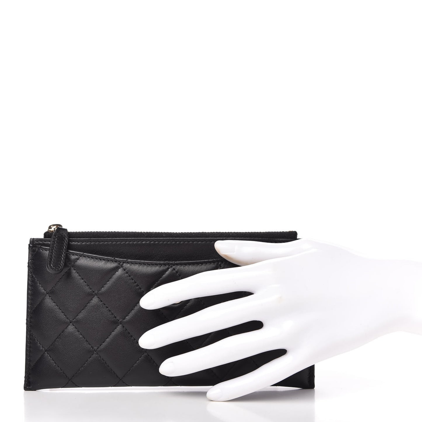 Lambskin Quilted Classic Zip Pouch Black