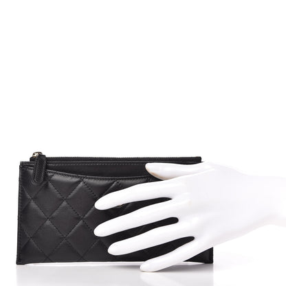 Chanel Lambskin Quilted Classic Zip Pouch Black 2 of 9