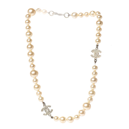 Chanel Crystal Pearl CC Short Necklace Gold 3 of 3